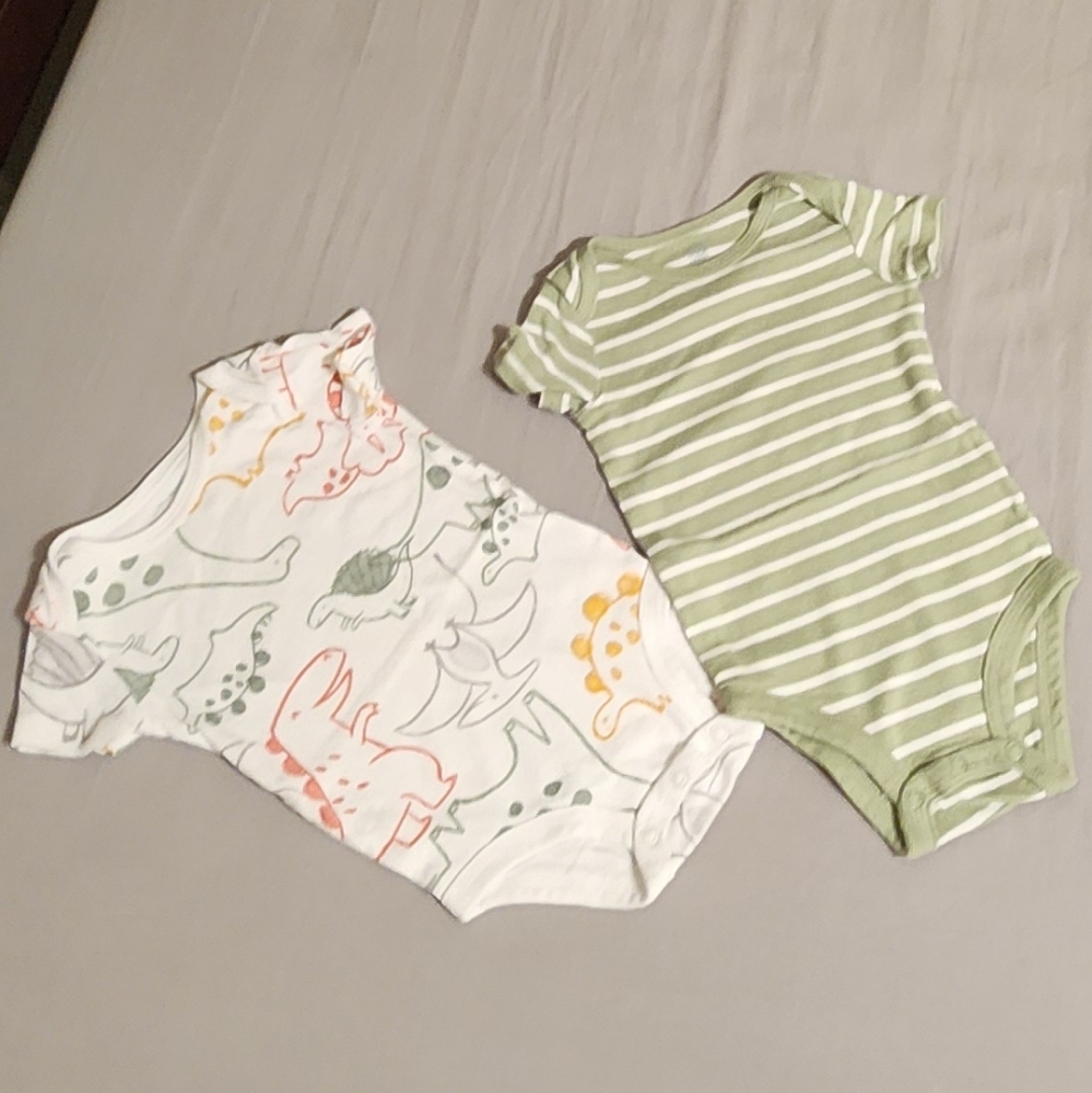 Carter's Green and White Striped Bodysuit
